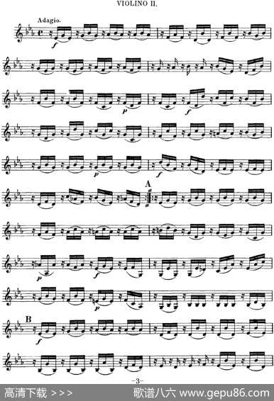 Mozart《QuartetNo.12inBbMajor,K.172》（Violin2分谱）