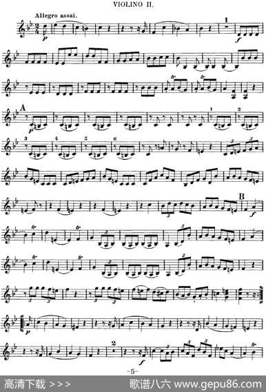 Mozart《QuartetNo.12inBbMajor,K.172》（Violin2分谱）