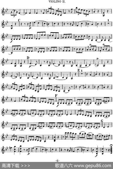 Mozart《QuartetNo.12inBbMajor,K.172》（Violin2分谱）