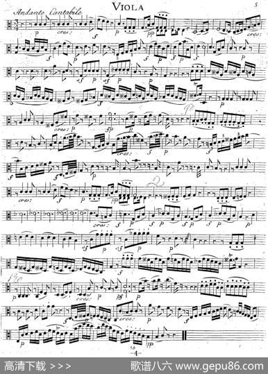 Mozart《QuartetNo.14inGMajor,K.387》（Viola分谱）