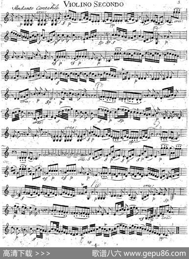 Mozart《QuartetNo.14inGMajor,K.387》（Violin2分谱）