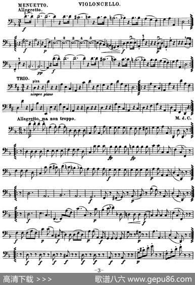 Mozart《QuartetNo.15inDMinor,K.421》（Cello分谱）