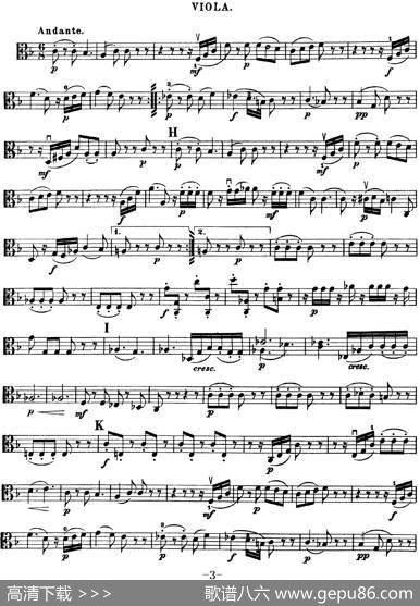 Mozart《QuartetNo.15inDMinor,K.421》（Viola分谱）
