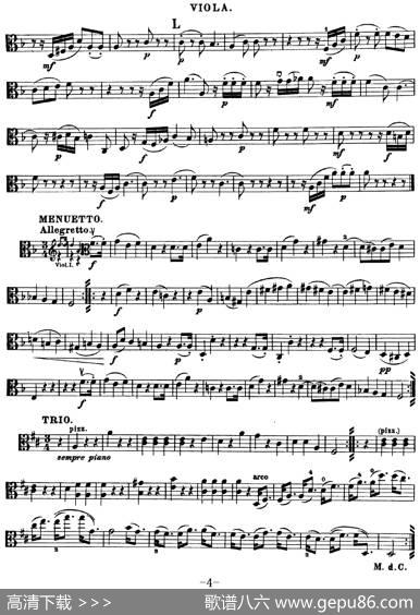Mozart《QuartetNo.15inDMinor,K.421》（Viola分谱）