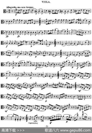 Mozart《QuartetNo.15inDMinor,K.421》（Viola分谱）