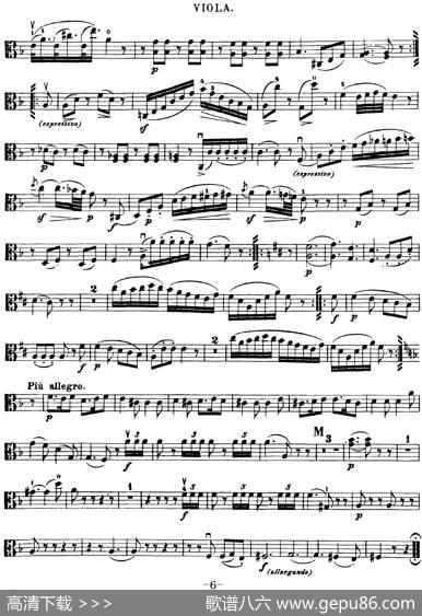 Mozart《QuartetNo.15inDMinor,K.421》（Viola分谱）