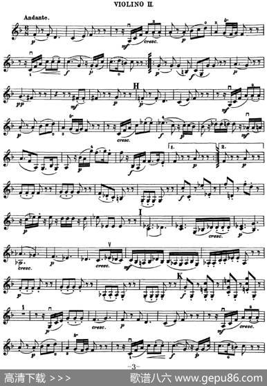 Mozart《QuartetNo.15inDMinor,K.421》（Violin2分谱）