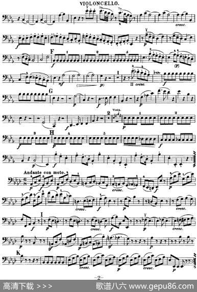 Mozart《QuartetNo.16inEbMajor,K.428》（Cello分谱）