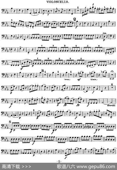 Mozart《QuartetNo.16inEbMajor,K.428》（Cello分谱）
