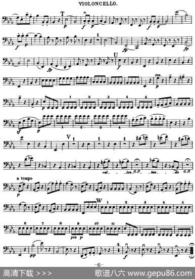 Mozart《QuartetNo.16inEbMajor,K.428》（Cello分谱）