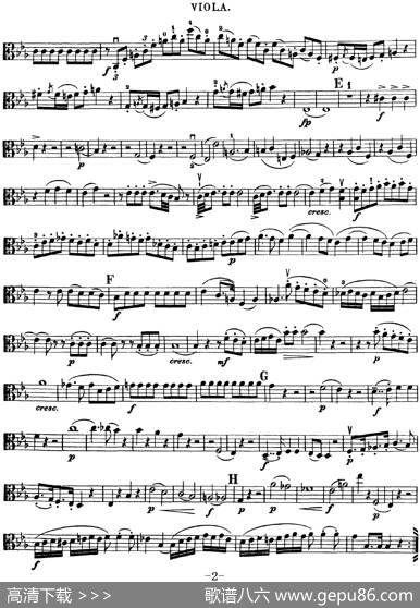 Mozart《QuartetNo.16inEbMajor,K.428》（Viola分谱）