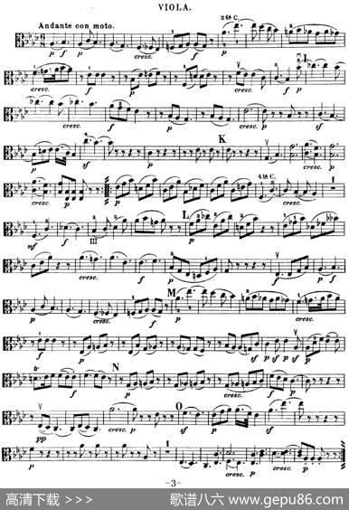 Mozart《QuartetNo.16inEbMajor,K.428》（Viola分谱）