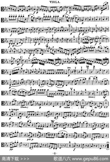 Mozart《QuartetNo.16inEbMajor,K.428》（Viola分谱）