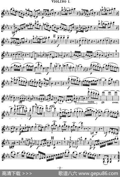 Mozart《QuartetNo.16inEbMajor,K.428》（Violin1分谱）