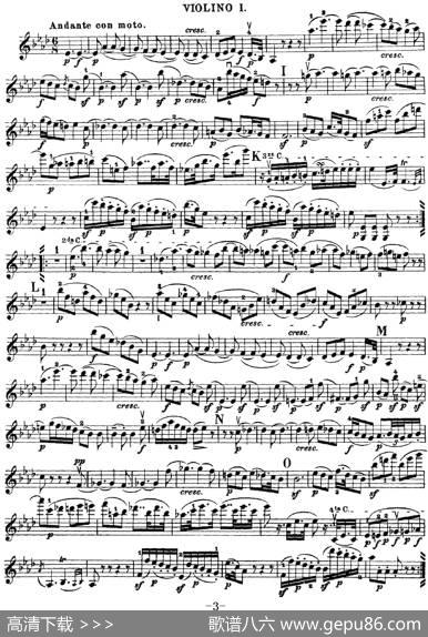 Mozart《QuartetNo.16inEbMajor,K.428》（Violin1分谱）
