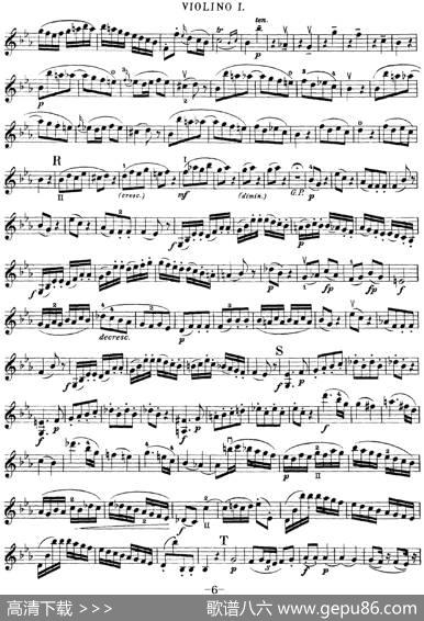Mozart《QuartetNo.16inEbMajor,K.428》（Violin1分谱）