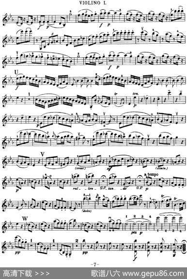 Mozart《QuartetNo.16inEbMajor,K.428》（Violin1分谱）