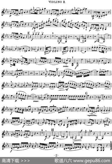 Mozart《QuartetNo.16inEbMajor,K.428》（Violin2分谱）