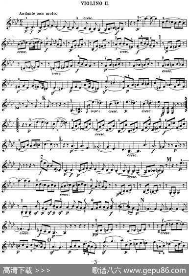 Mozart《QuartetNo.16inEbMajor,K.428》（Violin2分谱）