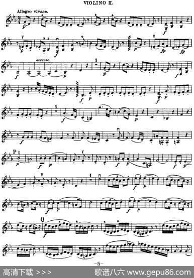 Mozart《QuartetNo.16inEbMajor,K.428》（Violin2分谱）