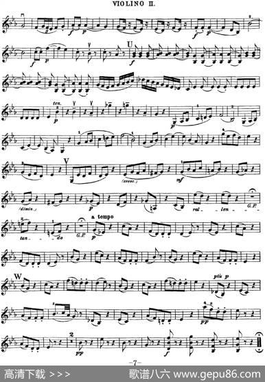 Mozart《QuartetNo.16inEbMajor,K.428》（Violin2分谱）