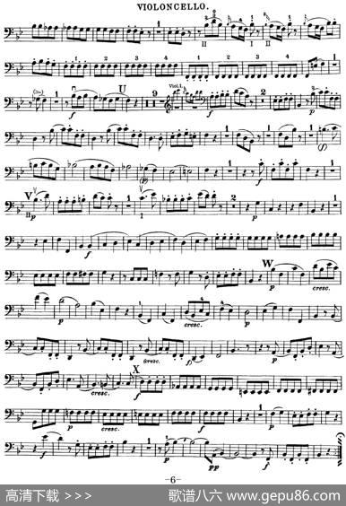 Mozart《QuartetNo.17inBbMajor,K.458》（Cello分谱）