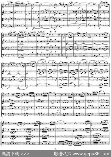Mozart《QuartetNo.17inBbMajor,K.458》（总谱）