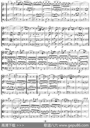Mozart《QuartetNo.17inBbMajor,K.458》（总谱）