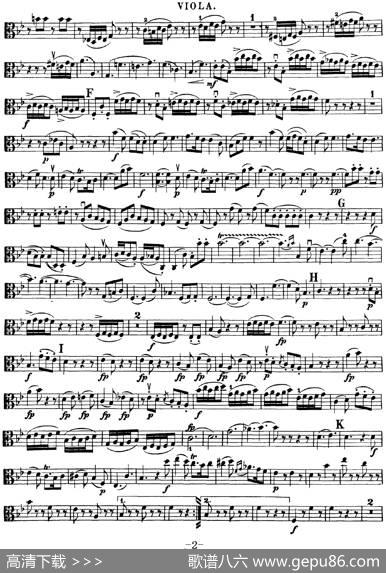 Mozart《QuartetNo.17inBbMajor,K.458》（Viola分谱）