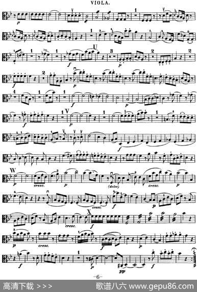 Mozart《QuartetNo.17inBbMajor,K.458》（Viola分谱）