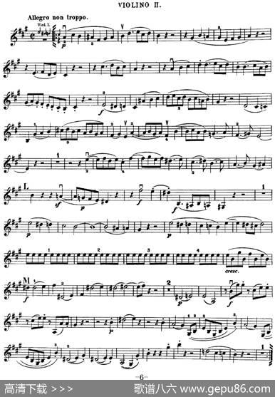 Mozart《QuartetNo.18inAMajor,K.464》（Violin2分谱）