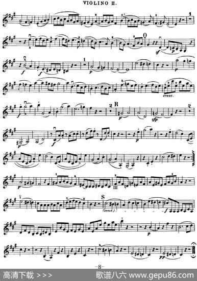 Mozart《QuartetNo.18inAMajor,K.464》（Violin2分谱）