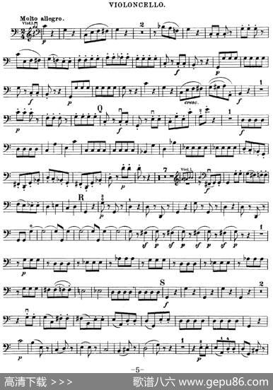 Mozart《QuartetNo.19inCMajor,K.465》（Cello分谱）