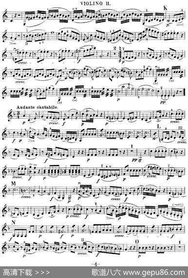 Mozart《QuartetNo.19inCMajor,K.465》（Violin2分谱）
