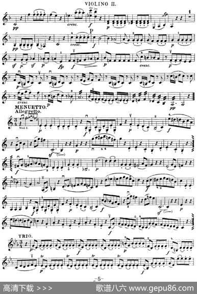 Mozart《QuartetNo.19inCMajor,K.465》（Violin2分谱）