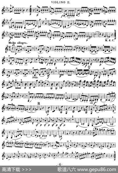 Mozart《QuartetNo.19inCMajor,K.465》（Violin2分谱）