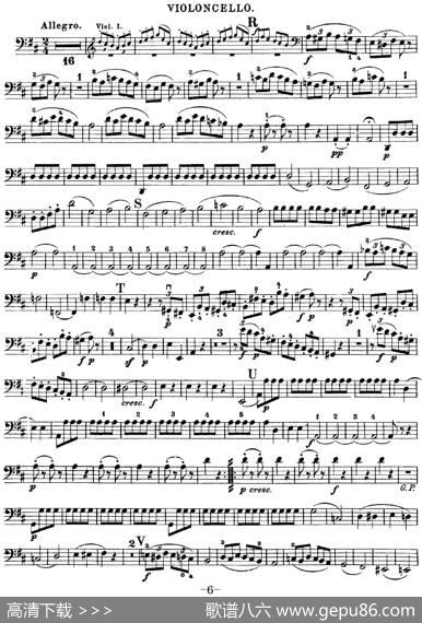 Mozart《QuartetNo.20inDMajor,K.499》（Cello分谱）