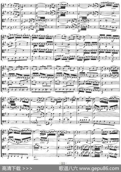 Mozart《QuartetNo.20inDMajor,K.499》（总谱）