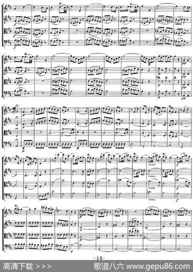 Mozart《QuartetNo.20inDMajor,K.499》（总谱）