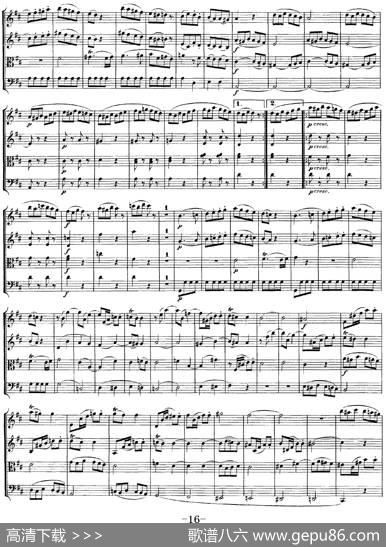 Mozart《QuartetNo.20inDMajor,K.499》（总谱）