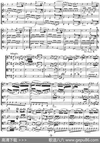 Mozart《QuartetNo.20inDMajor,K.499》（总谱）