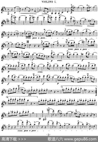 Mozart《QuartetNo.20inDMajor,K.499》（Violin1分谱）