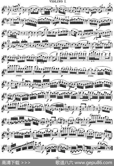 Mozart《QuartetNo.20inDMajor,K.499》（Violin1分谱）