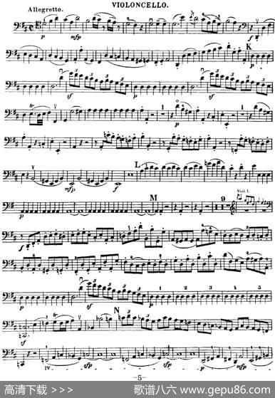 Mozart《QuartetNo.21inDMajor,K.575》（Cello分谱）