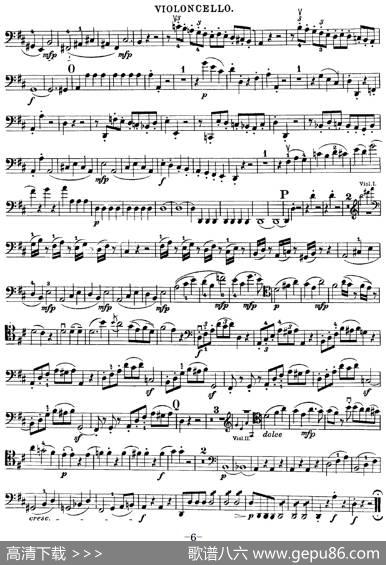 Mozart《QuartetNo.21inDMajor,K.575》（Cello分谱）
