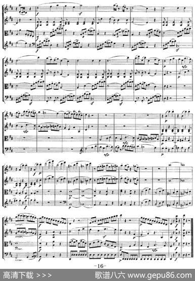 Mozart《QuartetNo.21inDMajor,K.575》（总谱）