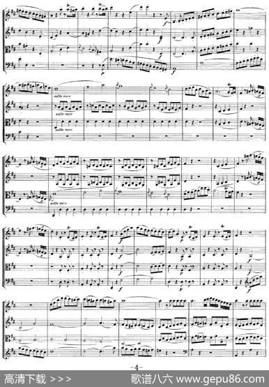 Mozart《QuartetNo.21inDMajor,K.575》（总谱）