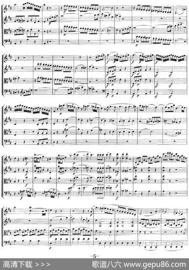 Mozart《QuartetNo.21inDMajor,K.575》（总谱）