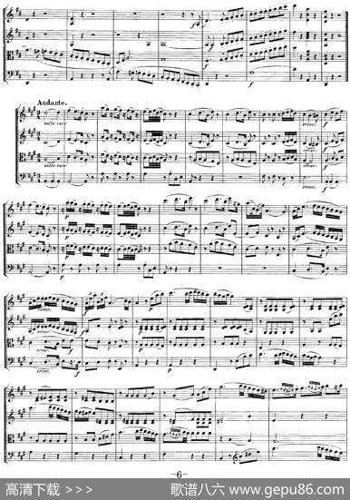 Mozart《QuartetNo.21inDMajor,K.575》（总谱）