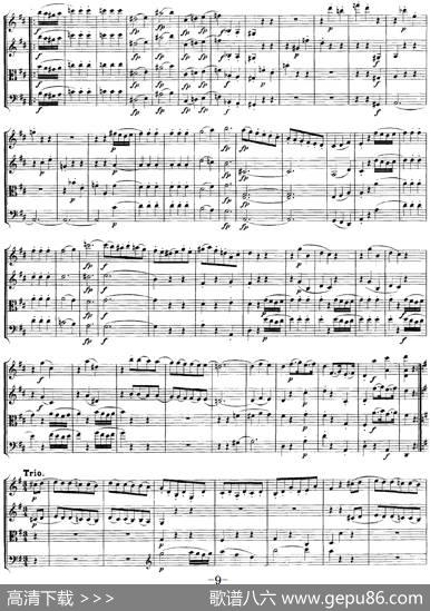 Mozart《QuartetNo.21inDMajor,K.575》（总谱）